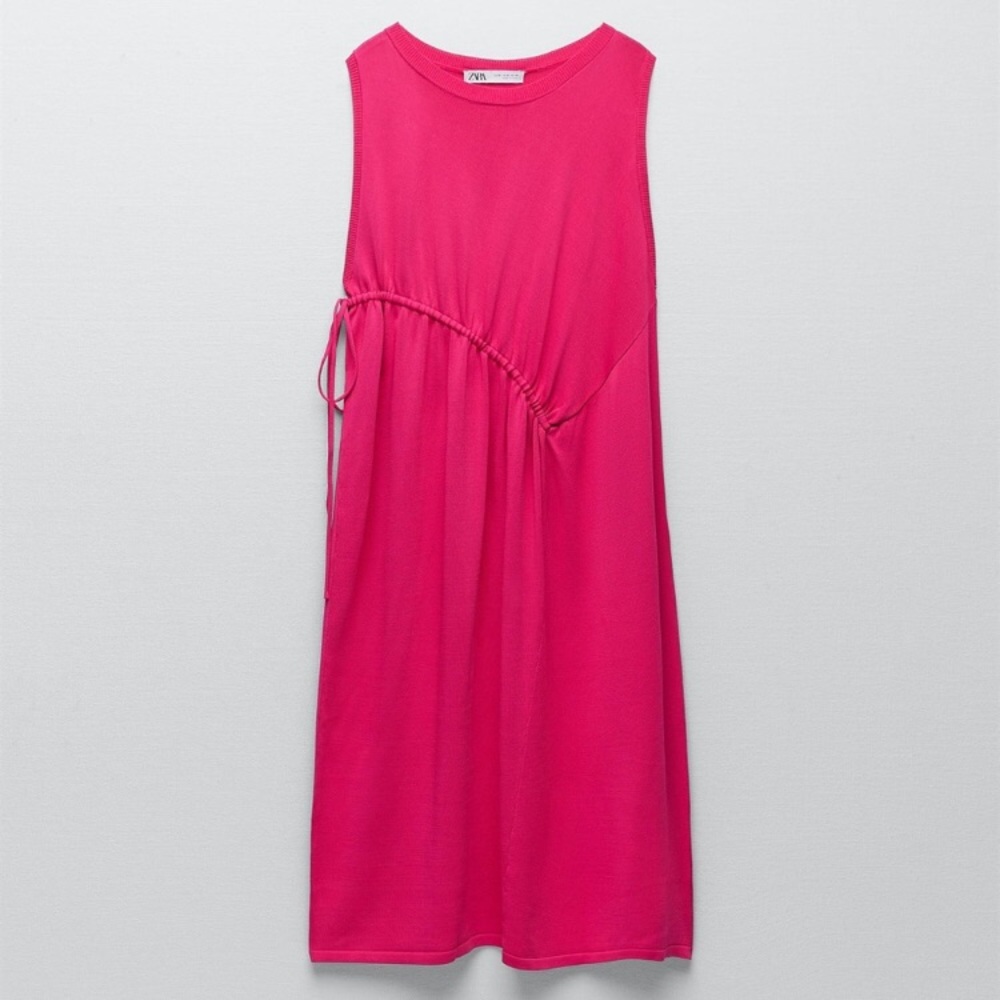 Zara ruched fuchsia knit dress.